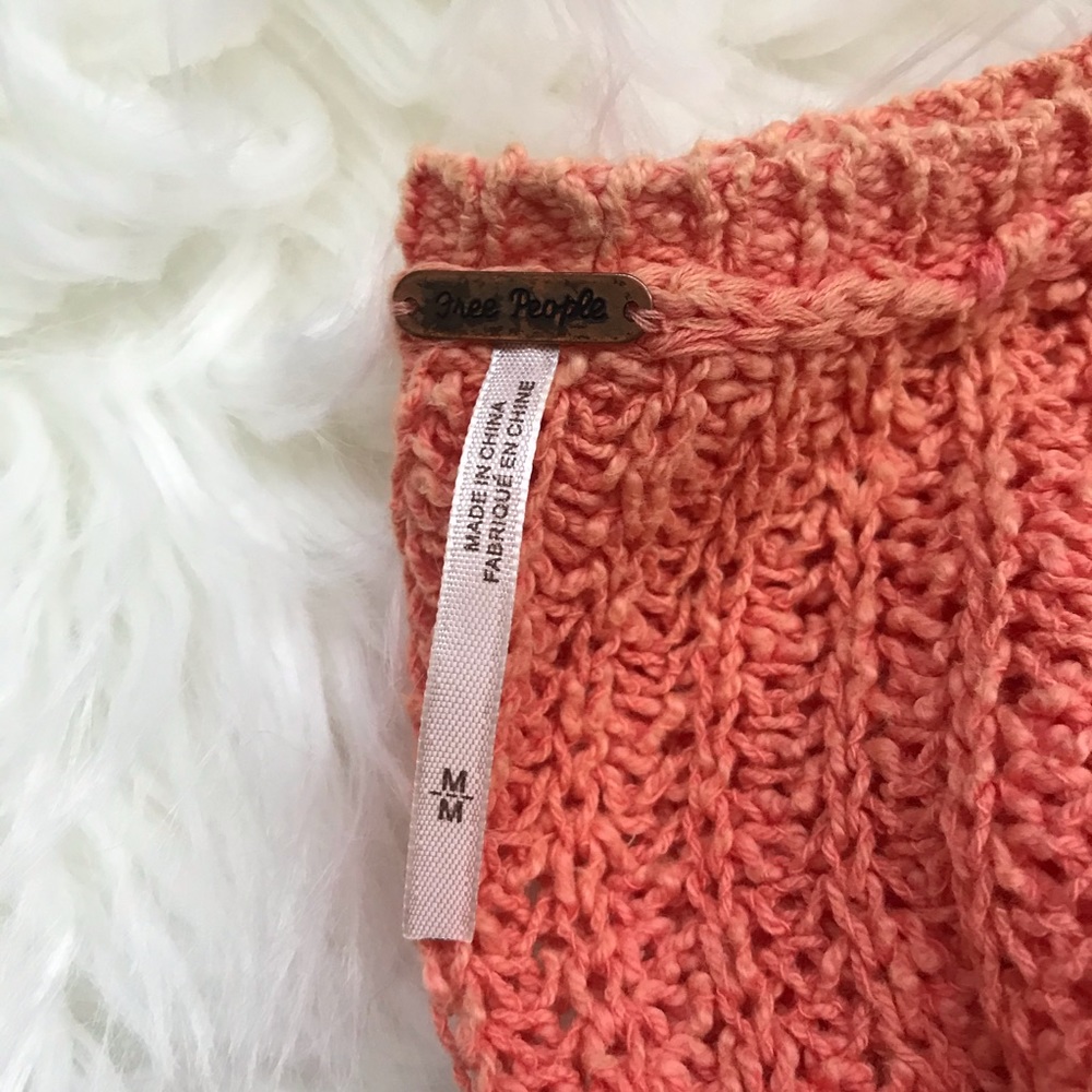 Free People Sweater Orange Open Knits Medium - Picture 3 of 7